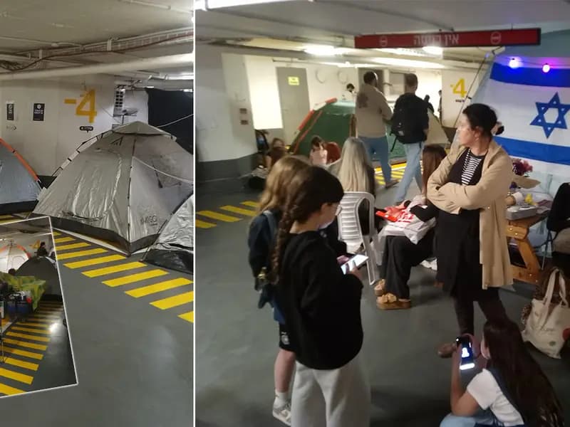 Tel Aviv'de Sığınak Olarak Kullanılan Kapalı Otopark Görüntülendi