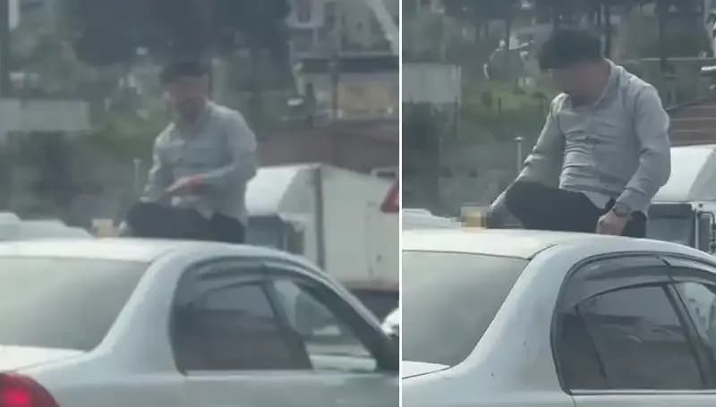 Trafik Savaşında Şok Eden Anlar: Otomobil Üzerindeki Alem